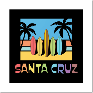 Santa Cruz Pack Sticker Surfboards on Fence Dark Posters and Art